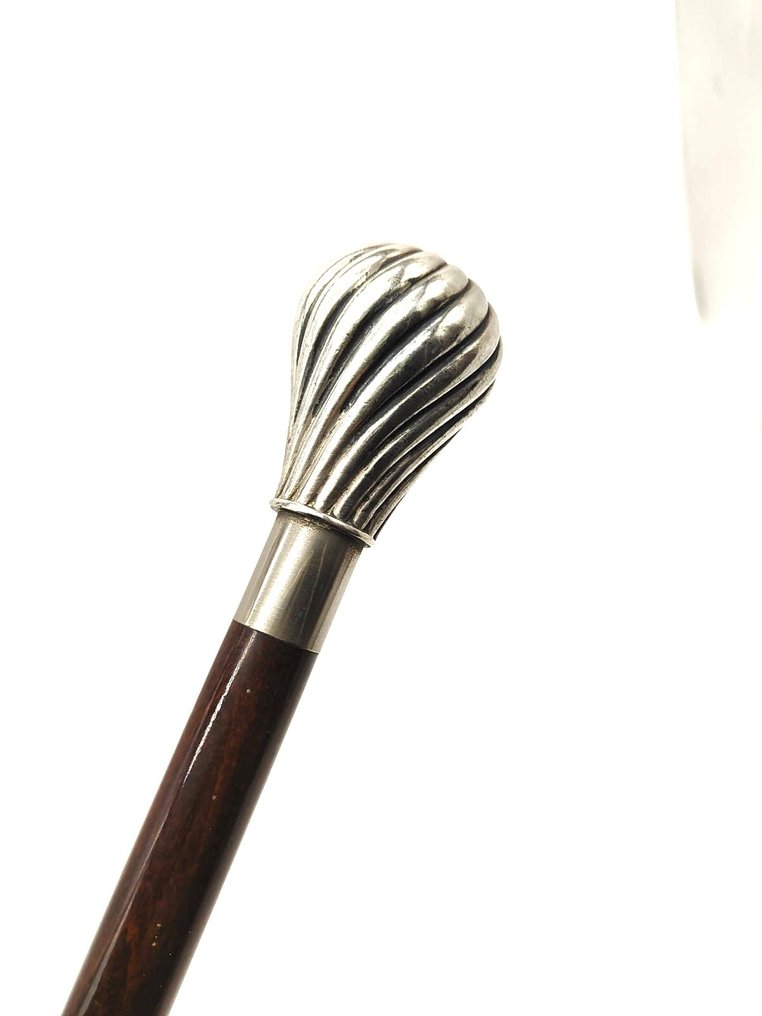 Bastone da passeggio con impugnatura a forma di pomello in argento 925 手杖 - 925纯银和木头 #1.0