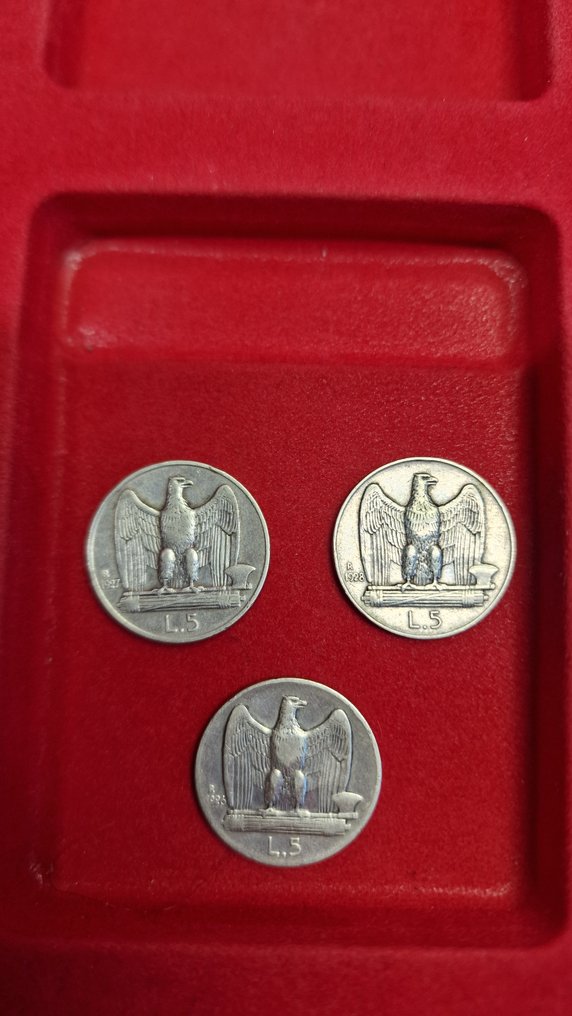 Italy, Kingdom Vittorio Emanuele III. 5 Lire 1926-1930 (5 monete) (No reserve price) #1.0