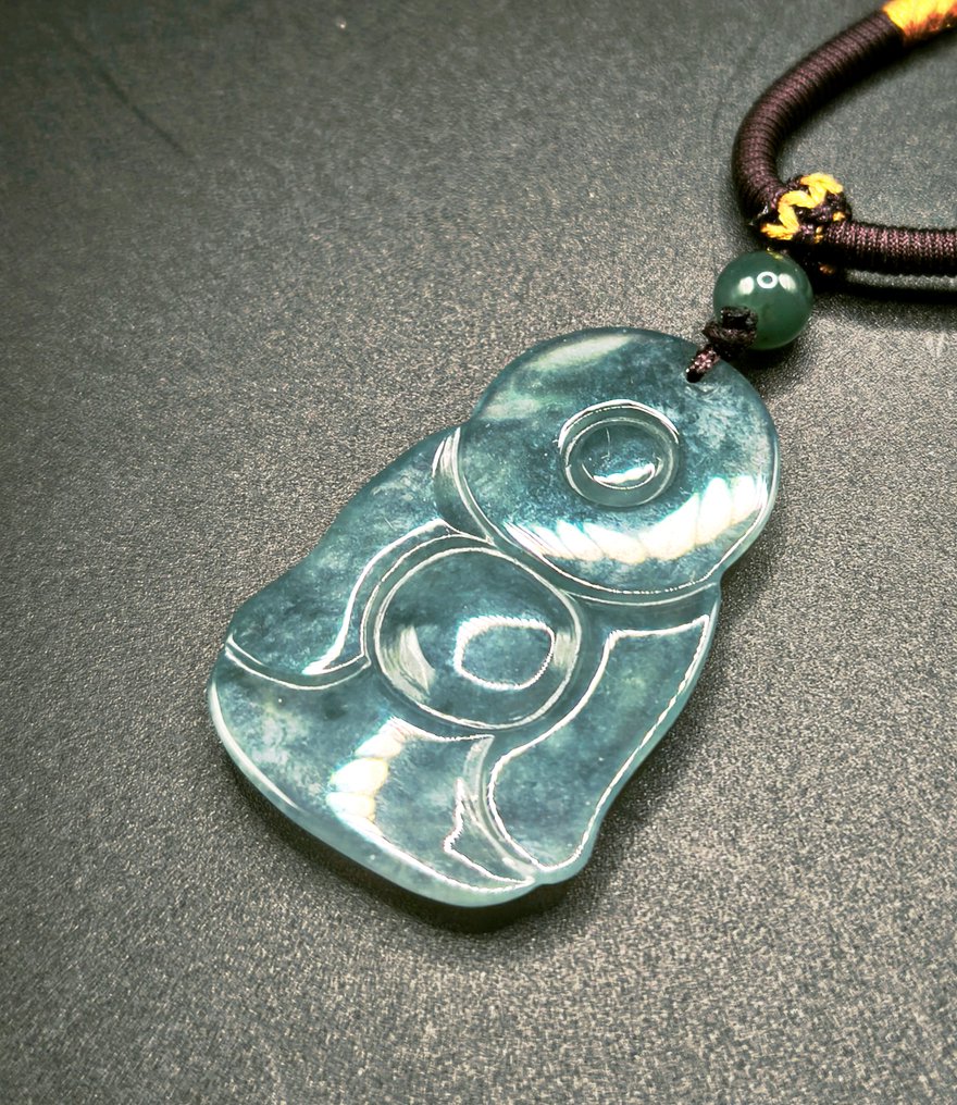 Jade - Feicui jadeitudskæring - Vedhæng - Certificeret velstandsgud #3.2