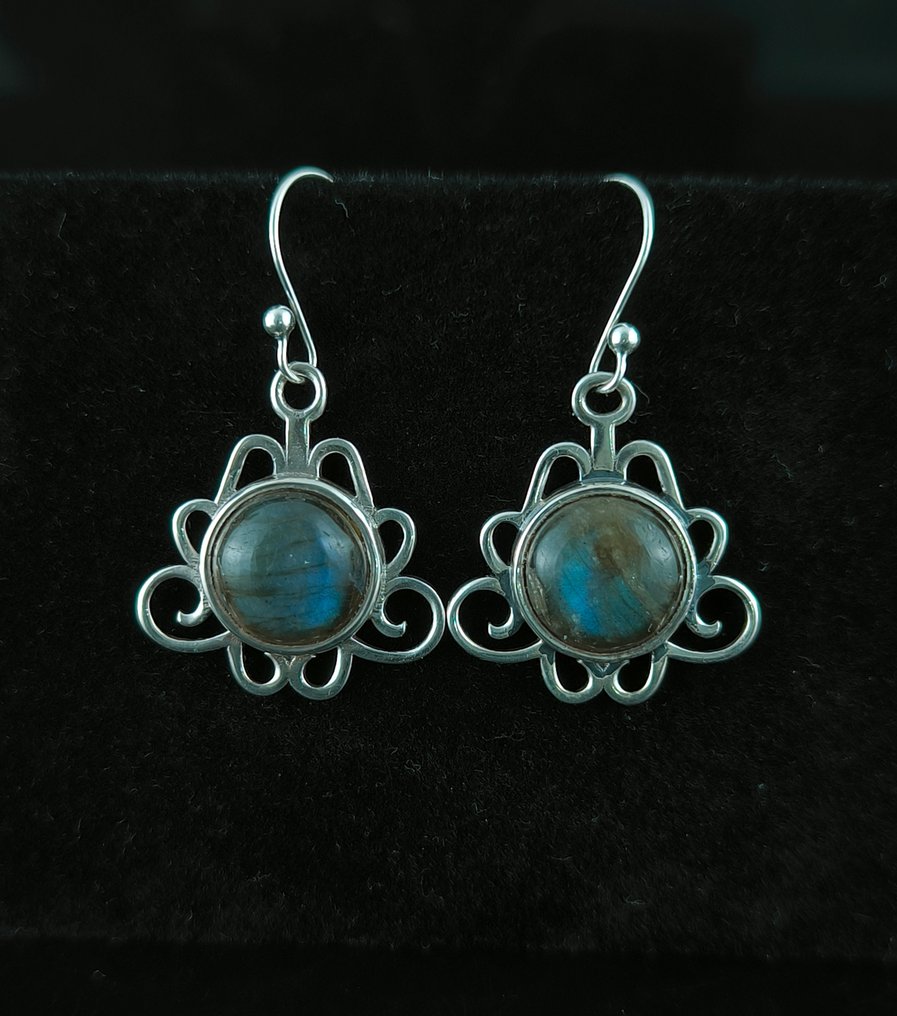 Ασημί - Σκουλαρίκια - Labradorita Plata de Ley #1.0