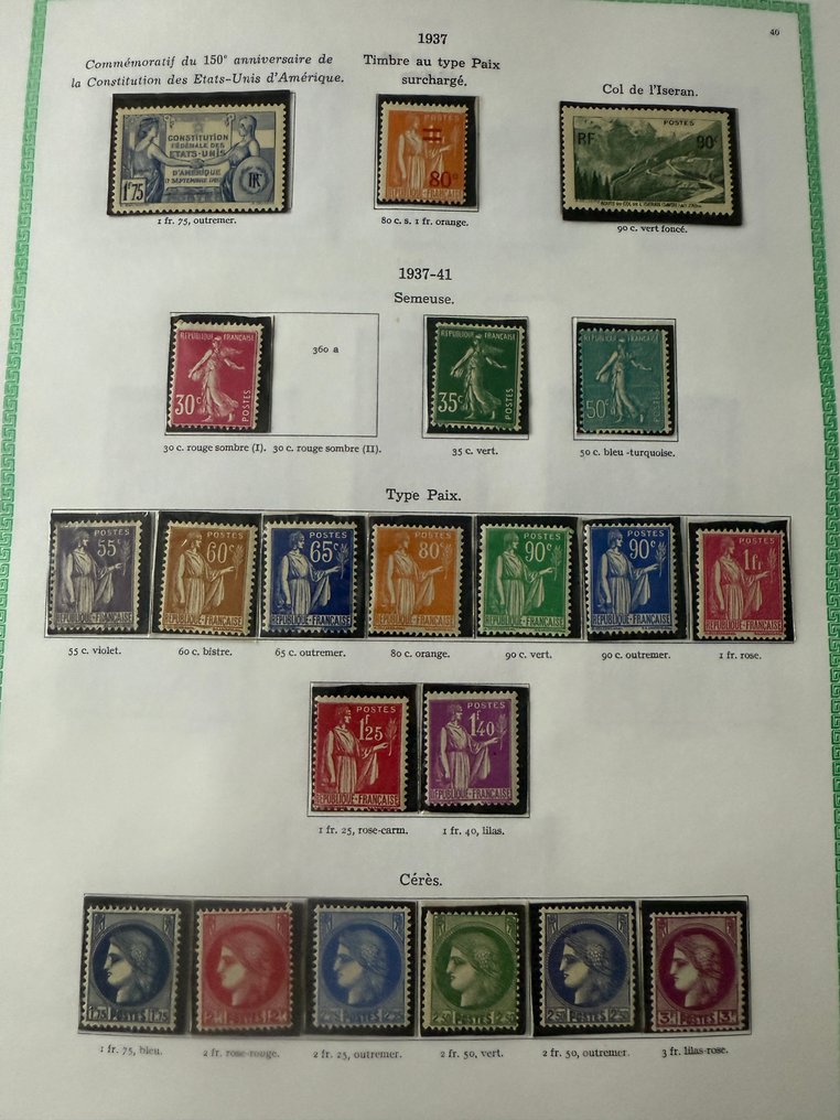 Frankrijk - Yvert 334/371 'Jaar 1937' waarvan Samothrace in nieuwstaat ** en * - TB #1.0