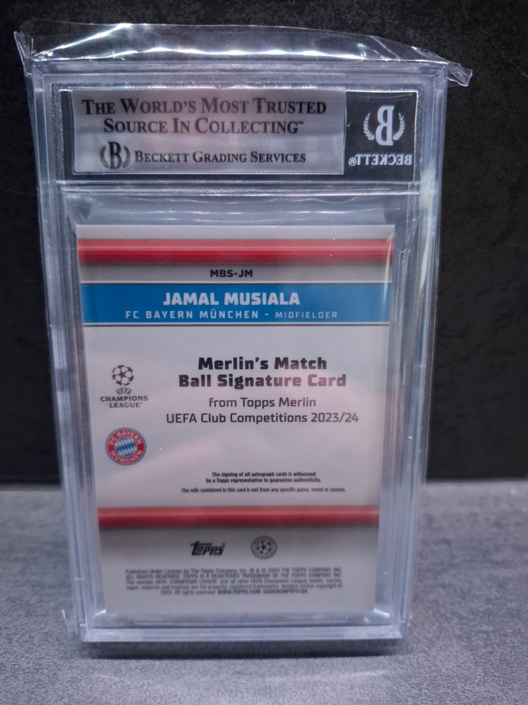 2023/24 Topps Jamal Musiala Autographed card, Includes certificate of authenticity, Memorabilia card - Beckett 8.5 - 1 Graded card #4.3