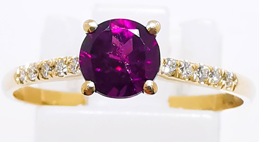 Sans prix de réserve - Bague - 14 carats Or jaune - 0.45ct. tw. Grenat - Diamant #1.0