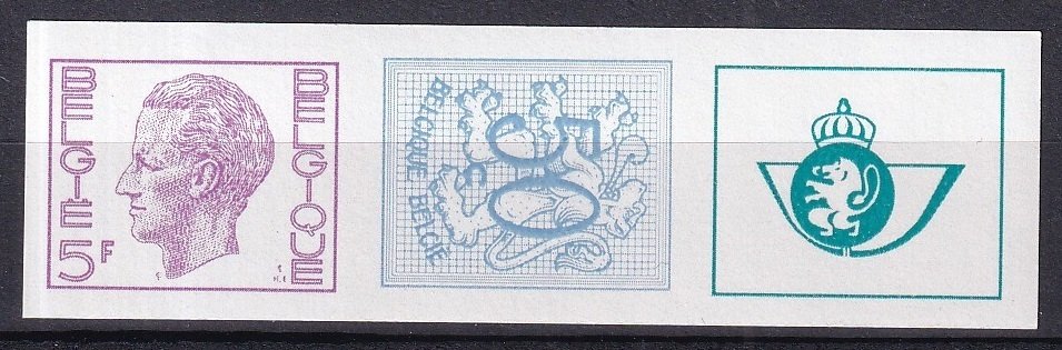 Bélgica - Combinaciones de ONGETAND en la composición de libros de sellos, sellos de servicio y león #3.2