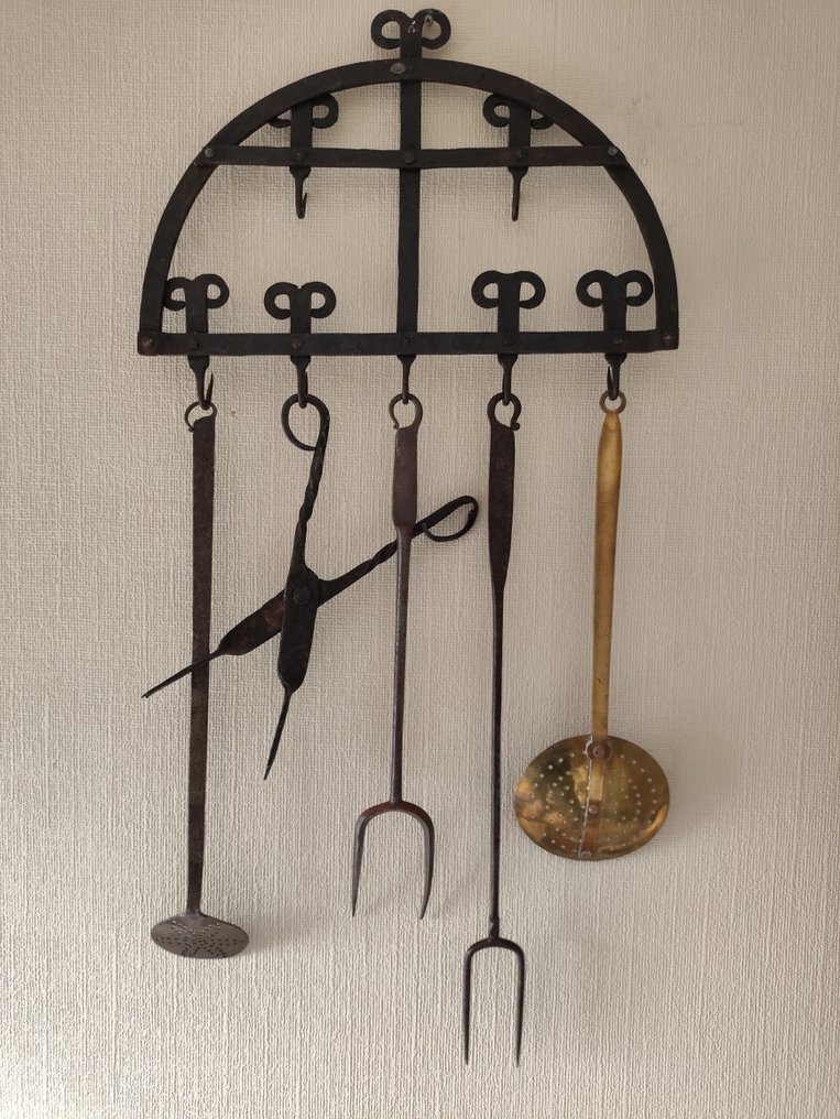 Rastrelliera (5) - Ferro battuto, Rame - Scaffale da cucina con utensili da cucina. #1.0