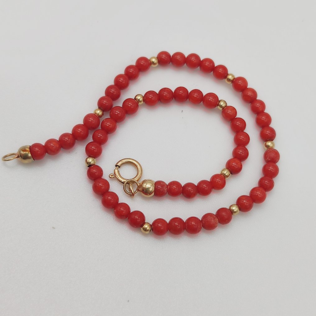 χωρίς τιμή ασφαλείας - Βραχιόλι - 18 καράτια Κίτρινο χρυσό Κοράλλι αίματος #1.0