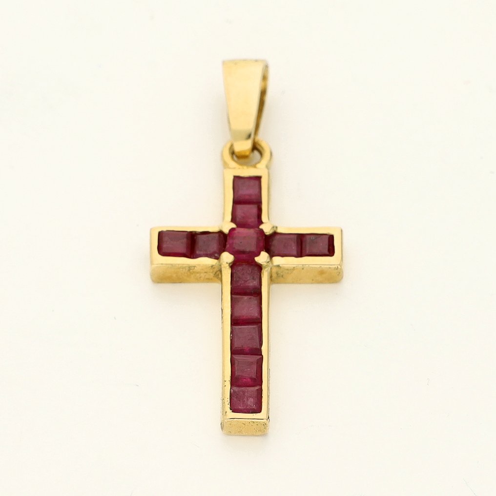 Függő - 18 kt. Sárga arany - 0.96ct. tw. Rubin #1.0