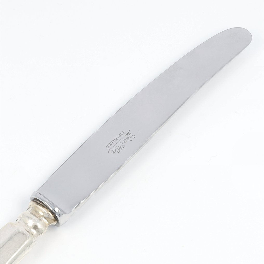 NO RESERVE - Gebr. Huisman - Dinermessen 'Haags Lofje' - Couteau de table (6) - Argent 835 #4.3