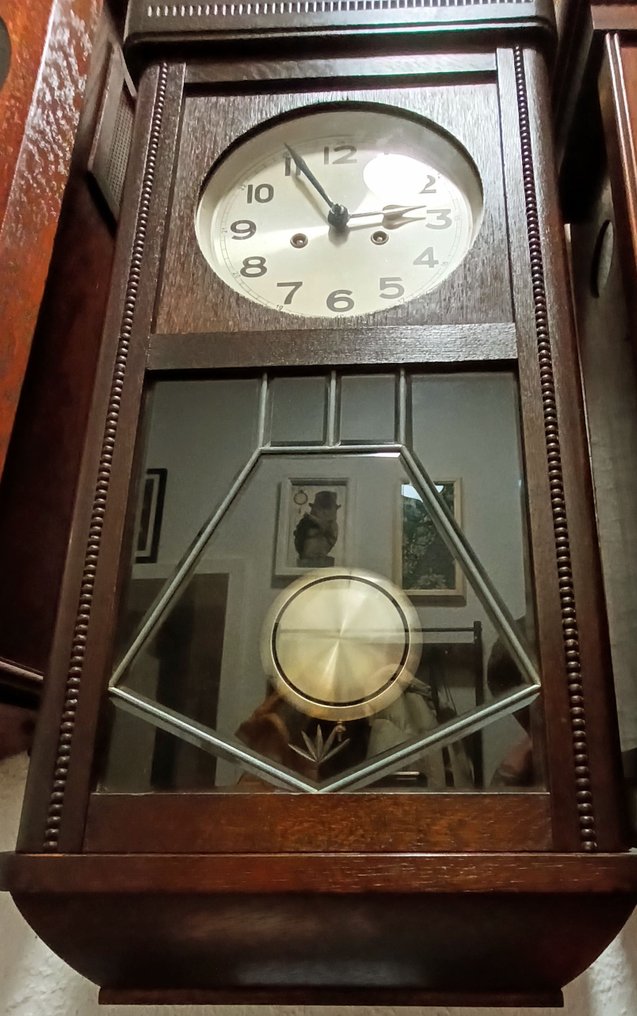 Zegar stołowy z wahadłem - Drewno, Mosiądz - 1930-1940 #4.3