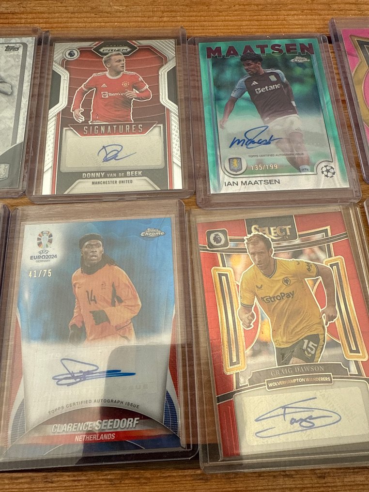 Panini Select, Prizm, Chrome Clarence Seedorf Ian Maatsen Ollie Watkins 簽名卡, 編號平行卡 - 9 Card - 八成新 (NM) #2.1