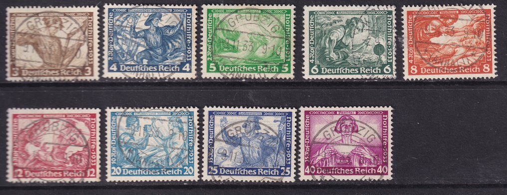 German Empire 1933 - Opera by Richard Wagner. Luxury embossing. - Michel: 499/507 #1.0