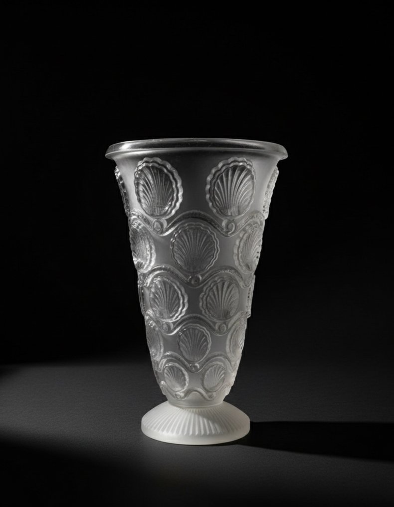 Lalique - René Lalique - Βάζο -  Κρυστάλλινο καλούπι διακόσμηση κοχύλια Αρχές 20ού αιώνα.  - Κρύσταλλο - Βάζο «Cancale» #1.0