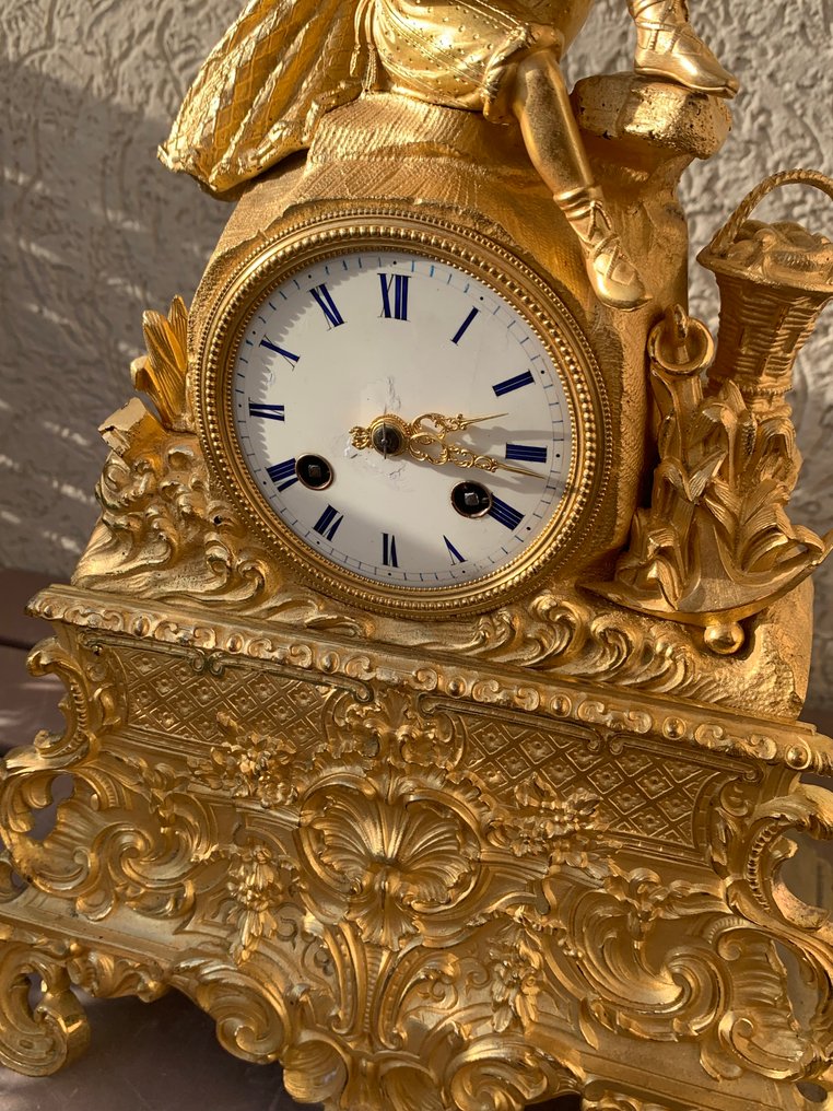 Relógio de lareira com figura - Antigo Bronze - 1800-1850 #2.1