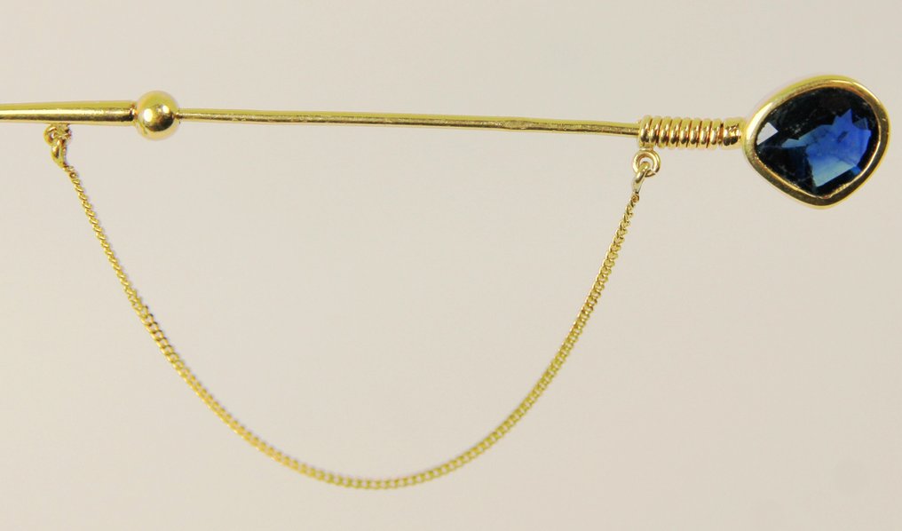 Rintaneula - 18 kt. Keltakulta - 3.00ct. tw. Safiiri - Kultainen spilla #2.1