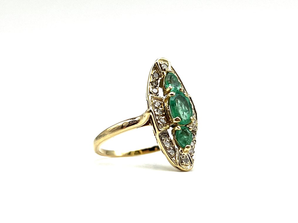 Nincs minimálár - Gyűrű - 18 kt. Sárga arany - 0.50ct. tw. Smaragd - Gyémánt #1.0