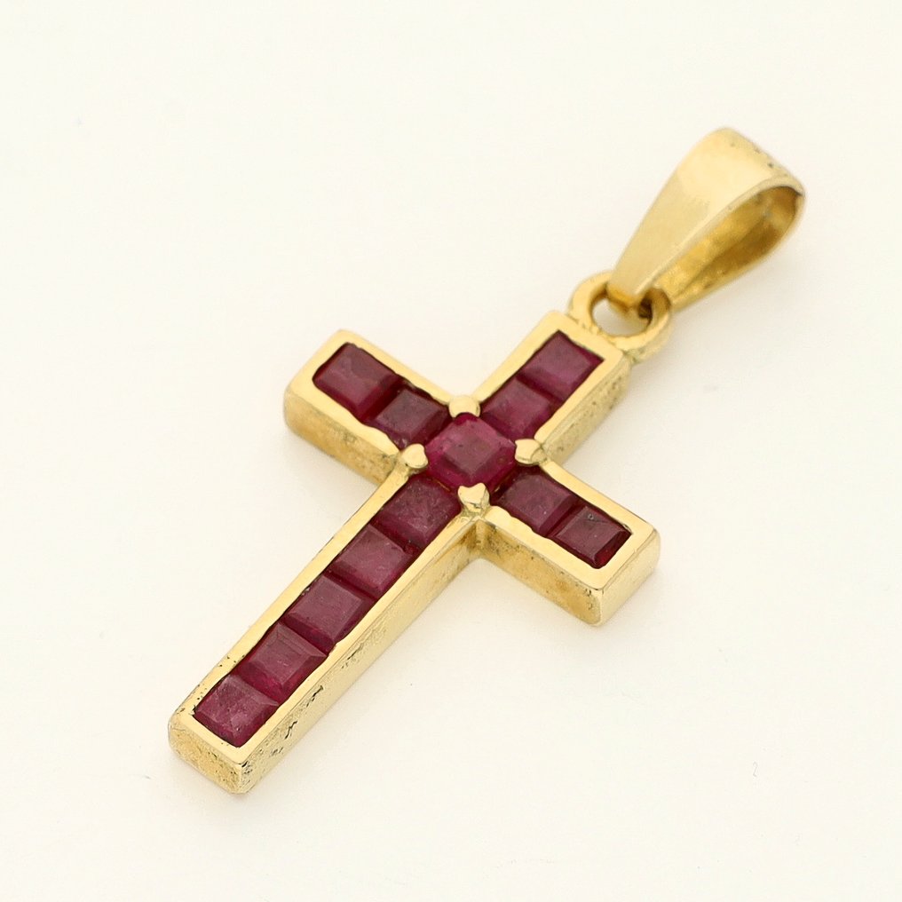 Függő - 18 kt. Sárga arany - 0.96ct. tw. Rubin #2.1