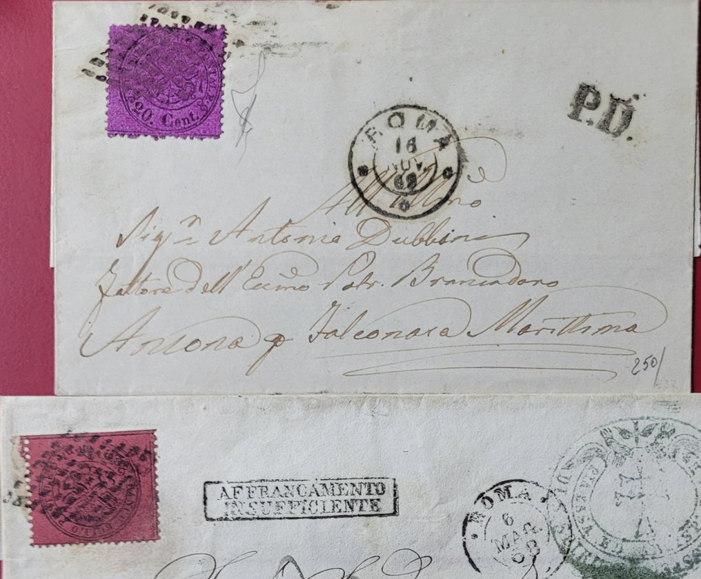 意大利古城邦-教皇国 1855/1860 - 古代国家、教皇国、不同的价值和邮戳的乐透信件 - Sassone #1.0