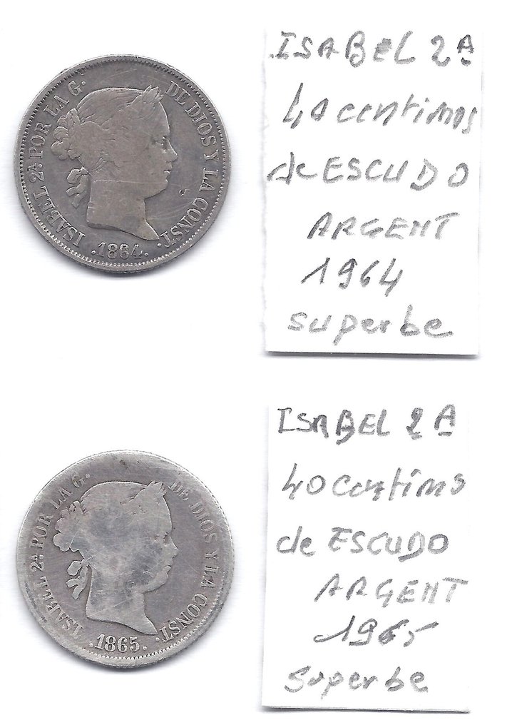 西班牙王国. isabel 2a. 40 centimos de escudo 1864 à 1867  (没有保留价) #3.2
