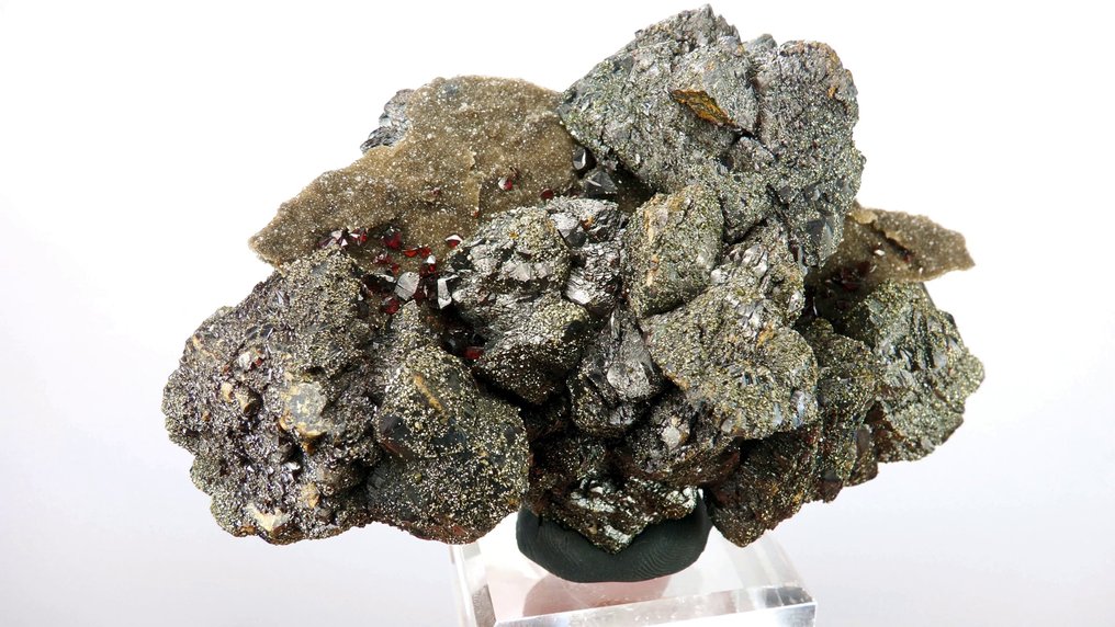 Sphalerite 'ruby Jack' (due generazioni) con epitassia di Chalcopyrite Picher Field, distretto Tri-State, Kansas, Stati Uniti - Altezza: 11 cm - Larghezza: 7.8 cm- 680 g #3.2