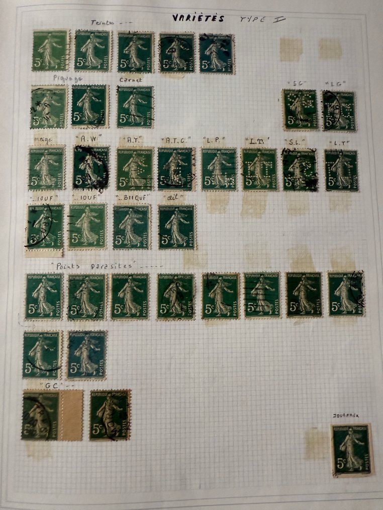 France  - Theme 'Semeuses camées' on pages: types, varieties (including 136x6..). #3.2