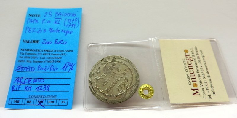 Olaszország - Pápai államok Papa Pio VI. 25 Baiocchi 1796 (Nincs minimálár) #1.0