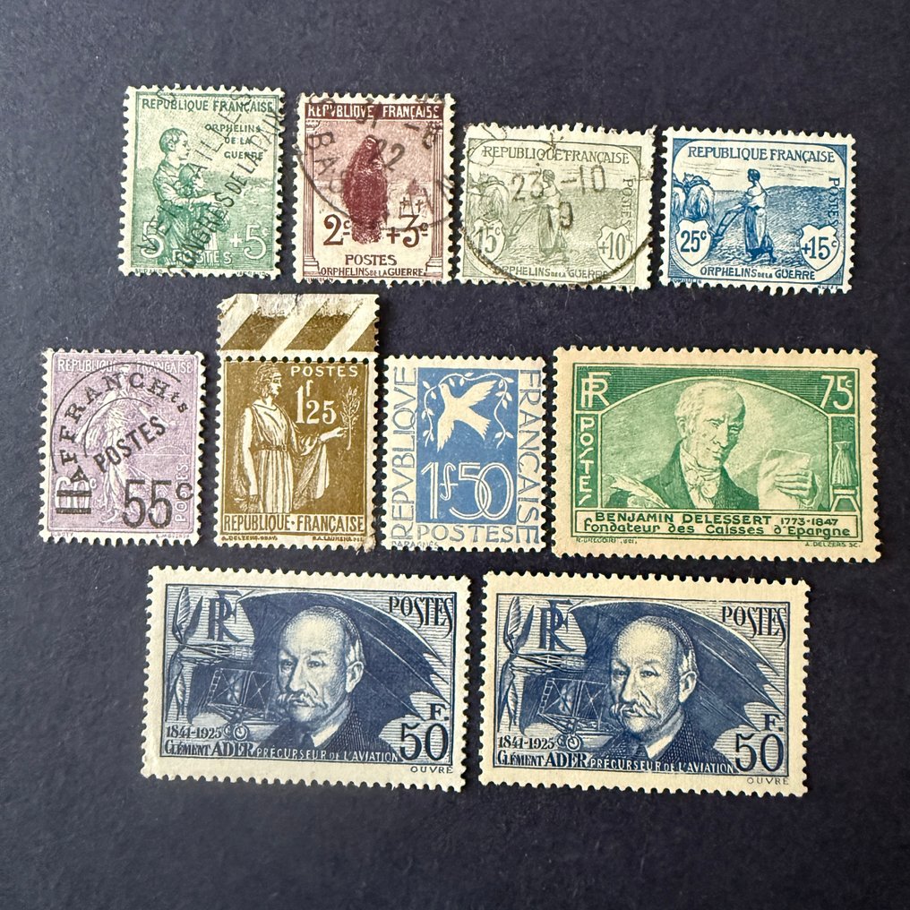 Frankrike - Yvert 148/151, 398/398a.. "Orphelins, Ader" og nye - B/TB #1.0