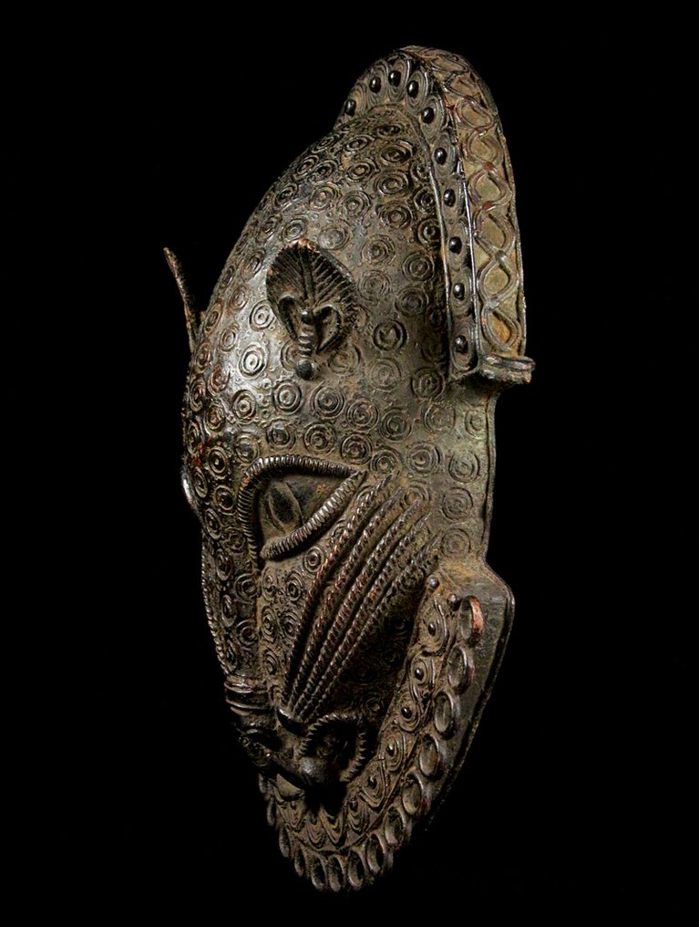 Bronze Leopard Head Mask - Bini / Edu - Nigeria (No reserve price) #3.2