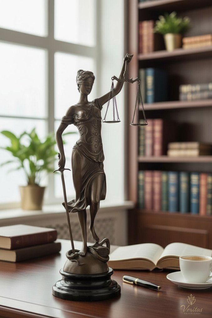 Alois Mayer (1855-1939) - after - Γλυπτό, Lady Justice - 40 cm - Μπρούντζος, Μάρμαρο #1.0