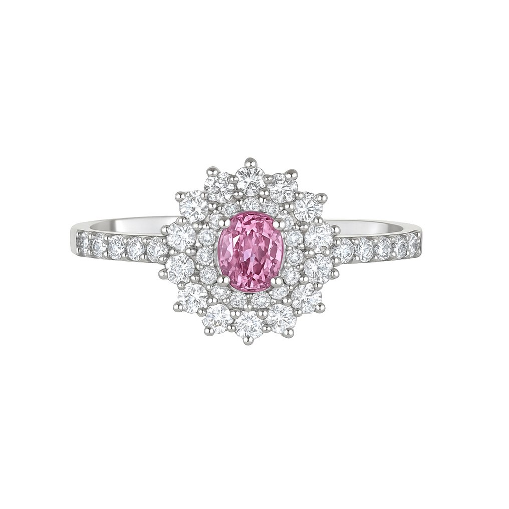 Gyűrű - 18 kt. Fehér arany -  0.73ct. tw. Zafír - Gyémánt #4.3