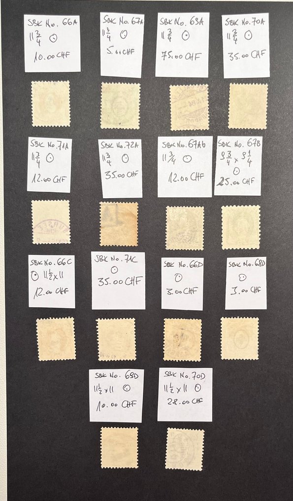 Schweiz 1882/1908 - Schweiz – Stehende Helvetia 1882–1908 – Gemischte Sammlung – Gebraucht – SBK-Wert 710 CHF #1.0