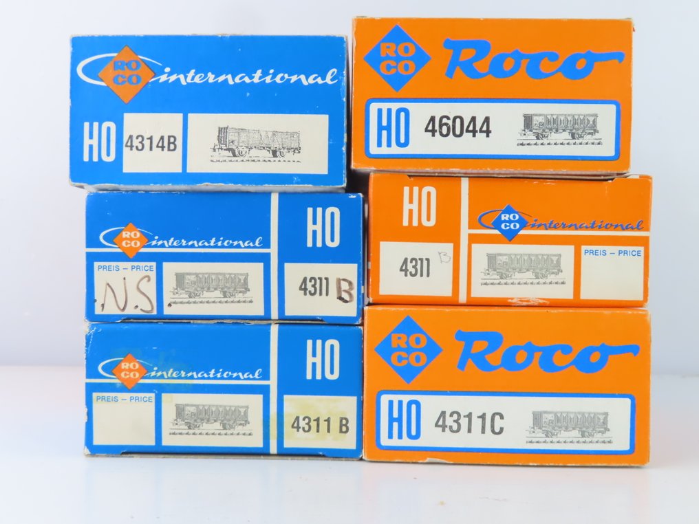 Roco H0 - o.a. 4314B/4311/4311C - Wagon de marchandises pour trains miniatures (12) - 12 camions ouverts de grande capacité, 2 places assises chacun. - NS #4.3