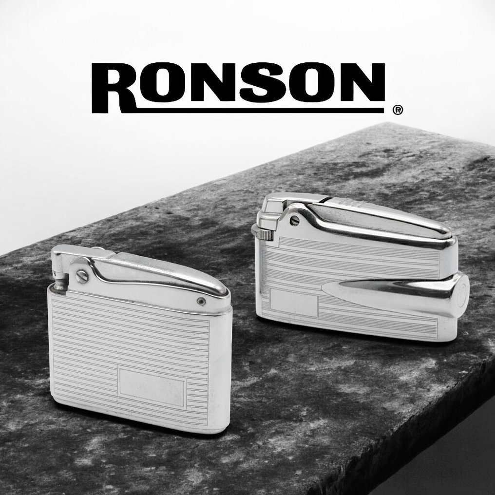 Ronson - Mod. "Varaflame e Adonis", 1970s - Senza prezzo di riserva - Accendino - Cromo Satinato - (2) #1.0
