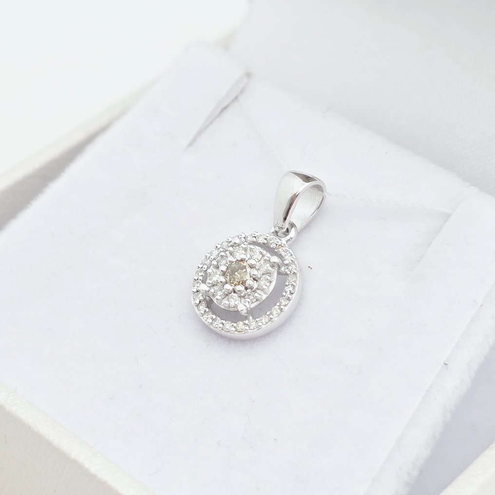 没有保留价 - 吊坠 - 14K包金 白金 -  0.27ct. tw. 钻石 (天然)  - 钻石 #4.3