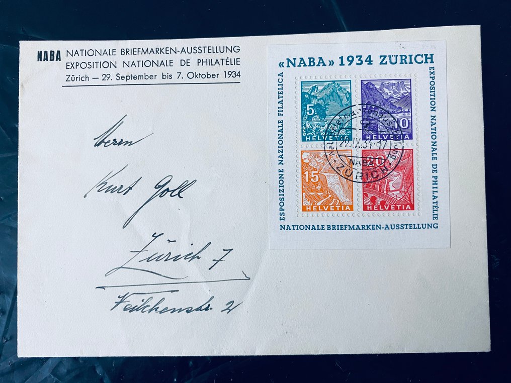 Schweiz - NABA 1934, Block 1 Operationsabdeckung Schweiz #1.0