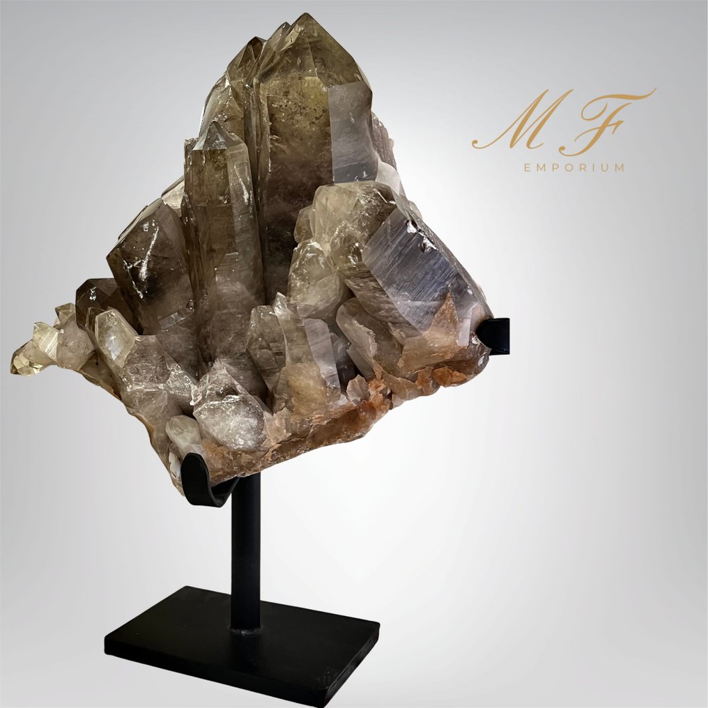 Προϊόν υψηλής ποιότητας - φυσική καπνιστή χαλαζίας - πολύ μεγάλος μέγεθος. Κρύσταλλοι - Ύψος: 52 cm - Πλάτος: 44 cm- 22 kg - (1) #4.3