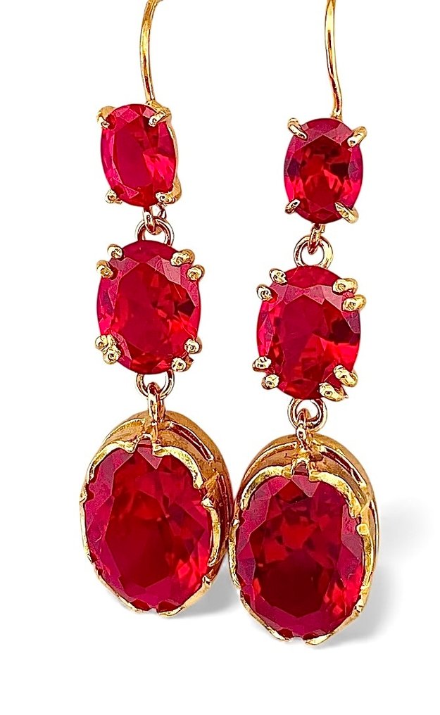 没有保留价 - 耳环 - 9 kt. 黄金, 银 红宝石 #3.2