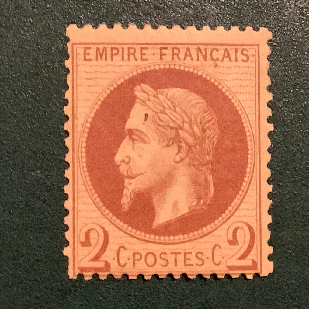 Γαλλία 1862 - 2 λεπτά Ν Napoleon Lauree nuance σοκολάτα - Yvert 26Aa #1.0