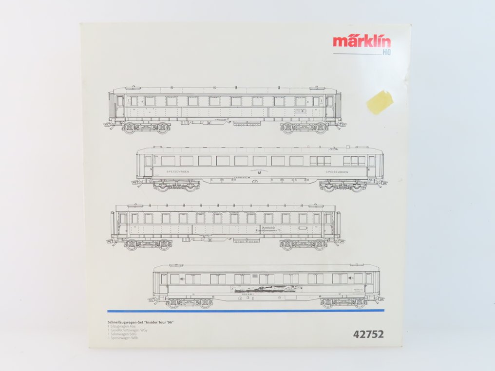 Märklin H0 - 42752 - Modeltog passagervogn sæt (1) - 4-delt personvognsæt 'Insider Tour 96' med 4-akslede sneltogsvogne. - DB #1.0