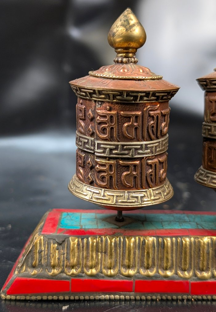 古董 转经轮 - 铜 / 半宝石 / 青铜 - 1970-1980 - 手工制作  #3.2