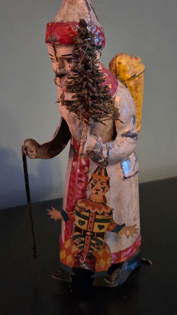 Eberl - 锡制玩具 - Extremely Rare Santa Clause With Harlequin - 1900-1910 - 德国 #4.3