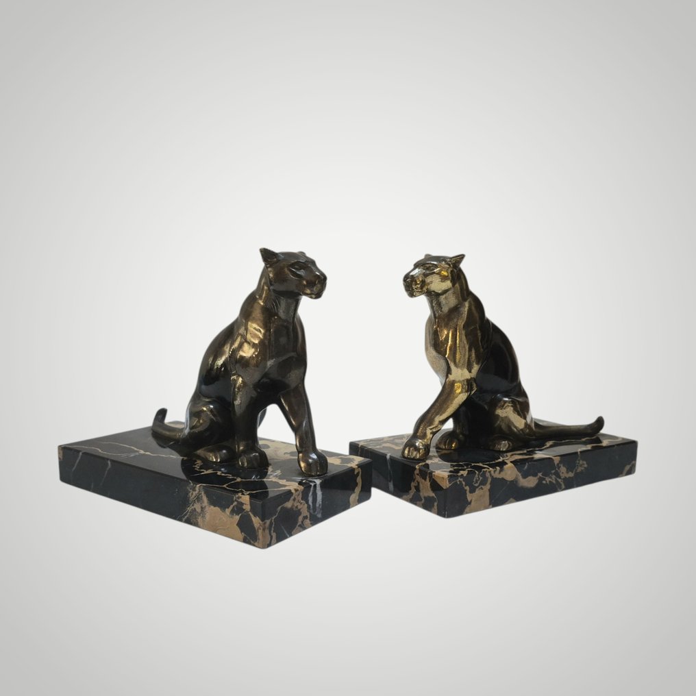 NO RESERVE - TEDD - Bookends - Panthers - Metal and marble #2.1