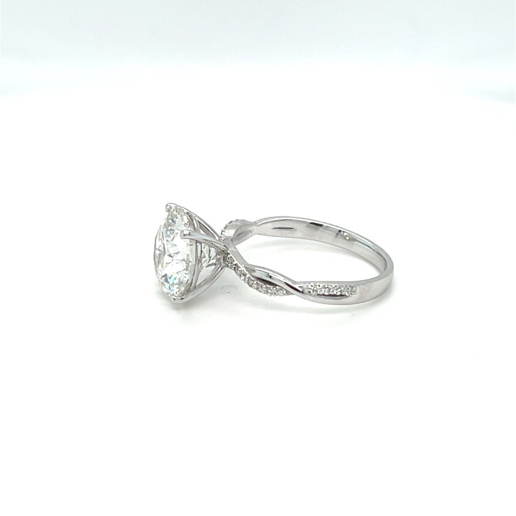 Sormus - 14 kt. Valkokulta - 4.20ct. tw. Timantti (Laboratoriossa kasvatettu) - Timantti #3.2