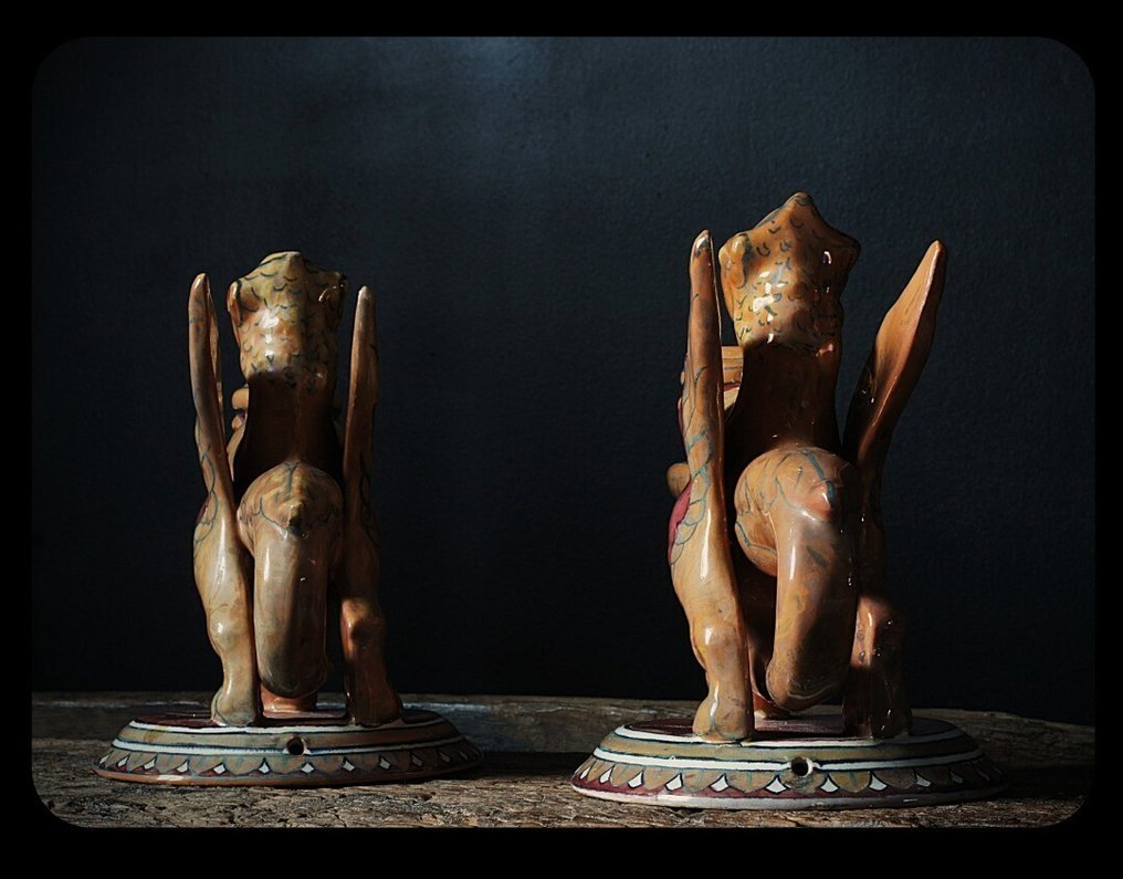 烛台 (2) - 马爵利卡陶 - 一对 majolika 烛台 #4.3