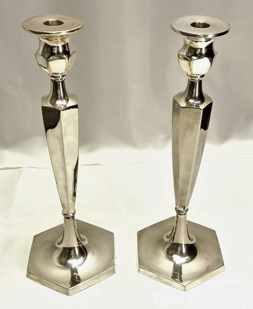 Engelse grote oude kandelaars 41 cm in Art Deco - Kandelabr (2) - Brąz, złocony #1.0