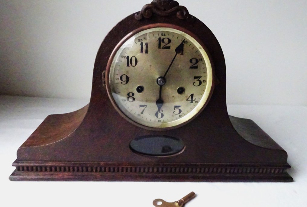 烟囱钟 - Gustav Becker -  古董 木, 玻璃, 黃銅 - 1910-1920 #1.0