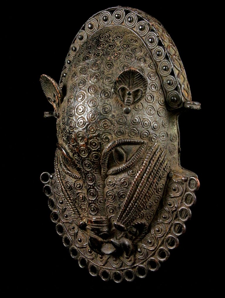 Bronze Leopard Head Mask - Bini / Edu - Nigeria (No reserve price) #2.1