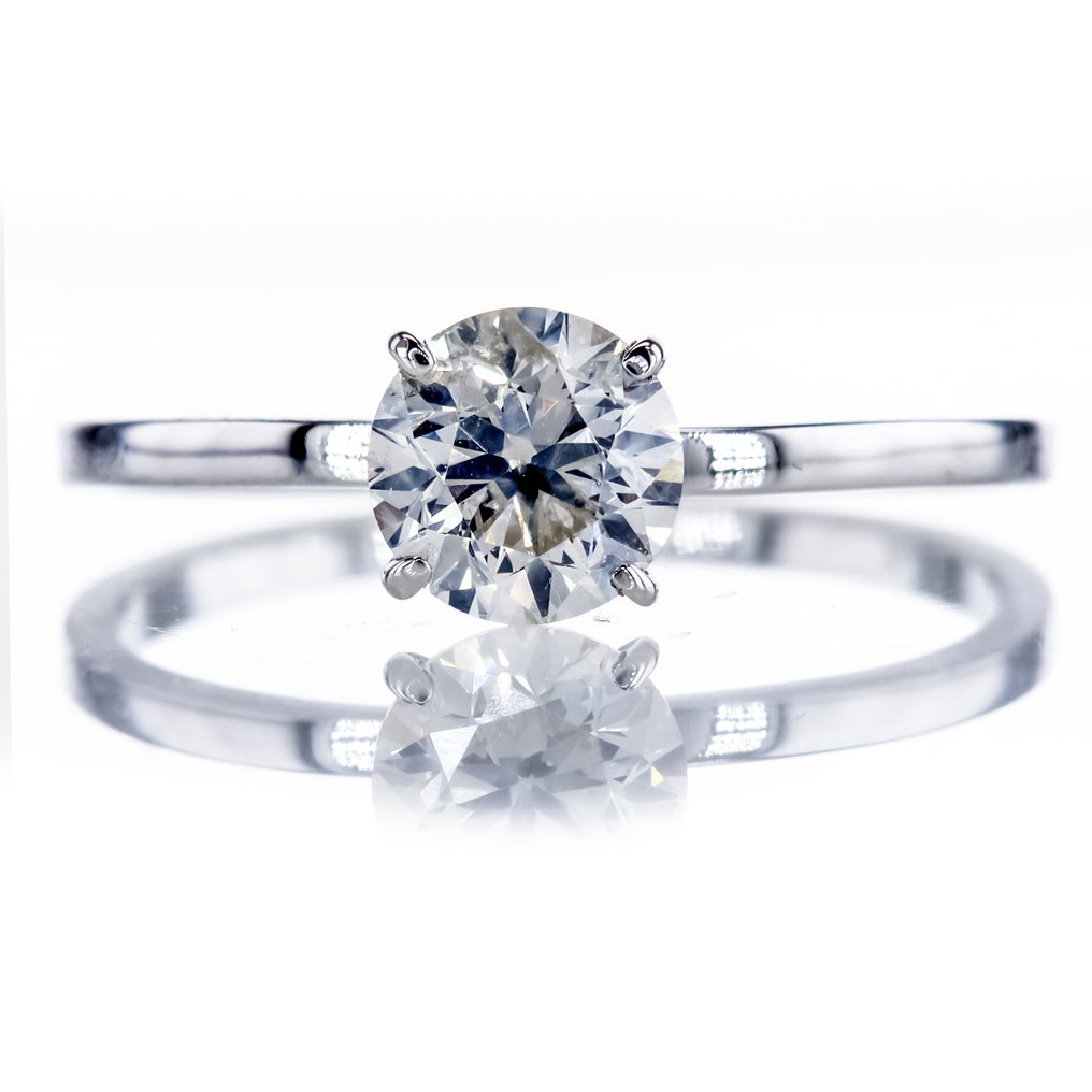 No reserve price - Engagement ring - 14 kt. White gold - 0.96ct. tw. Diamond (Natural) #1.0