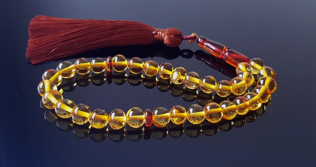 琥珀 稀有祈祷珠念珠 Tesbih Misbaha - 圆形巴洛克琥珀珠- 12 g #2.1