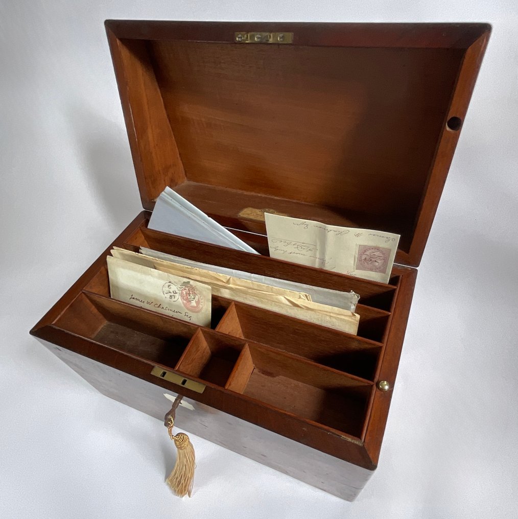 A mid 19th century polished mahogany stationery box - Irodaszer doboz - Fa - Mahagóni #4.3