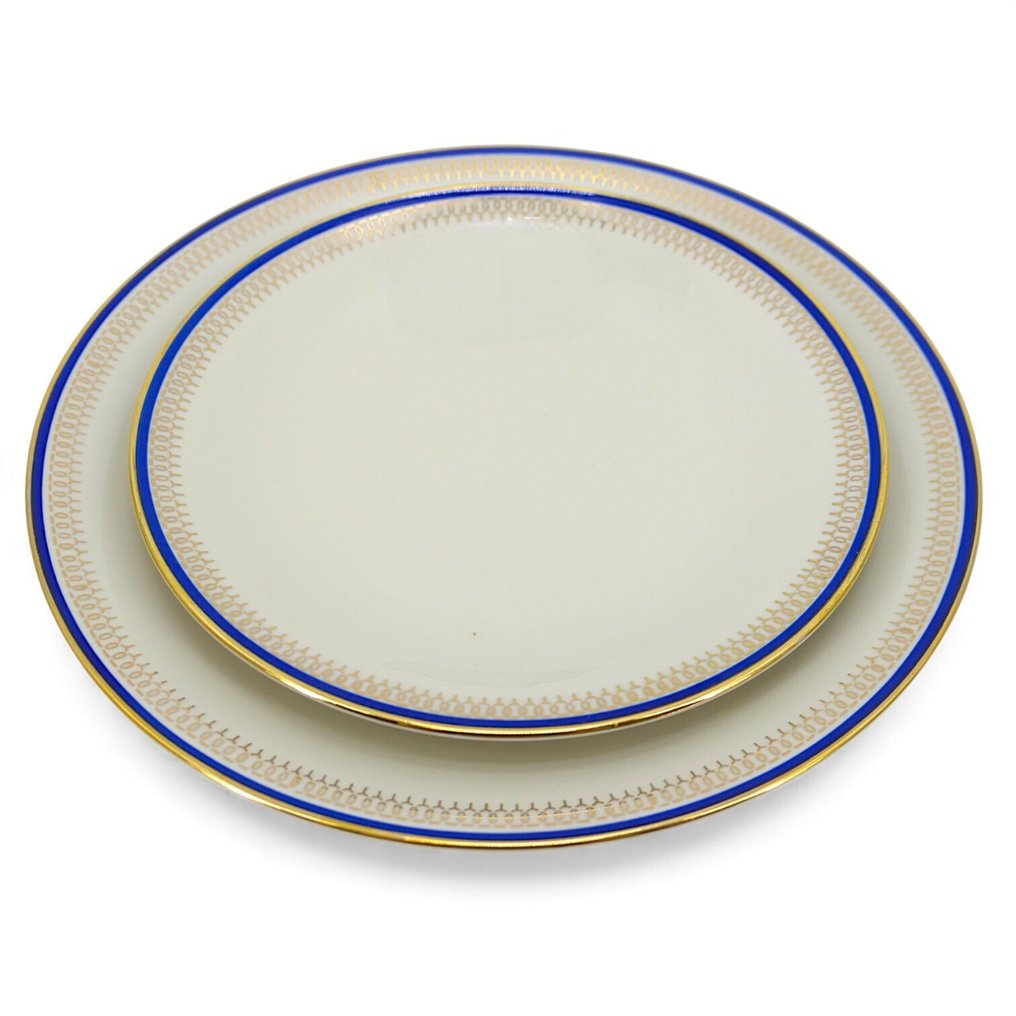 Seltmann Weiden Bavaria - 成套餐具 (28) - mod. "Knightsbridge" 蓝色钴蓝色，采用真正的巴伐利亚硬瓷，1970年代 - 奶油色陶器 - Profilo Oro Zecchino 24K #1.0